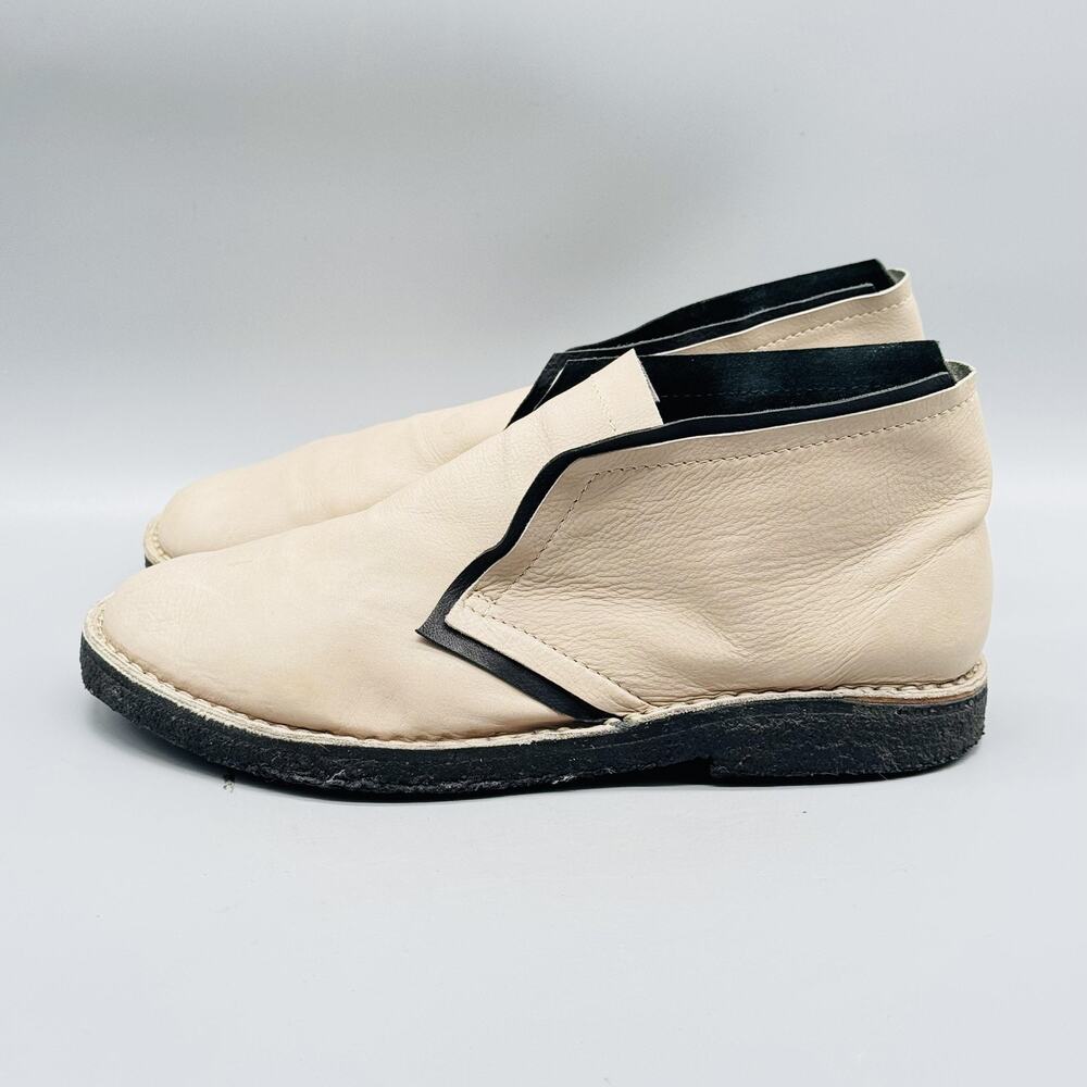 Dusica Dusica Boots Womens 6.5 Beige Leather Slip On Ankle Booties Crepe Sole - Picture 5 of 13